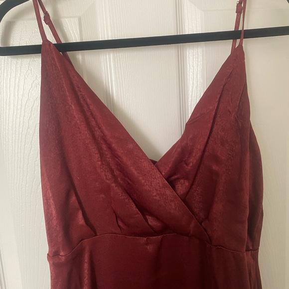 Lulu’s Constantine Burgundy Satin Maxi - Picture 5 of 12